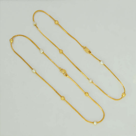 Gold Plated Two - Tone Beads TV Chain Anklets - K Supreme