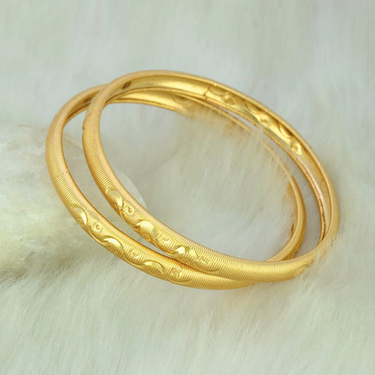 Gold Plated Wave Design Light - Weight Pipe Bangles - KSupreme