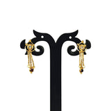 Gold Plated White and Maroon Stone Tassels Drop Earrings - KSupreme