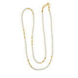 Gold Plated White Pearls And Golden Beads Chain