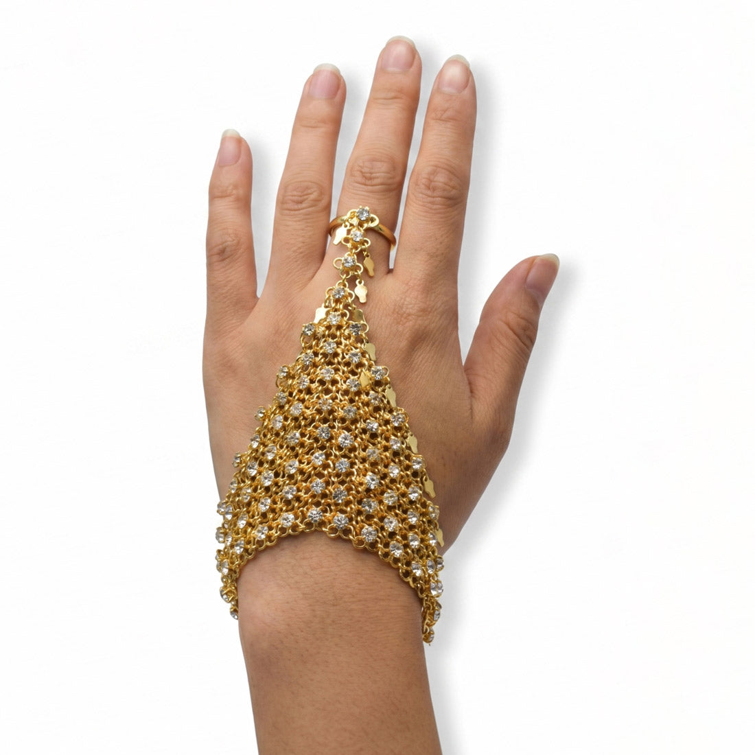Bridal Gold Plated White Stone Finger Ring Set