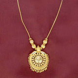 Graceful Gold Plated Floral Round Pendant Necklace - KSupreme