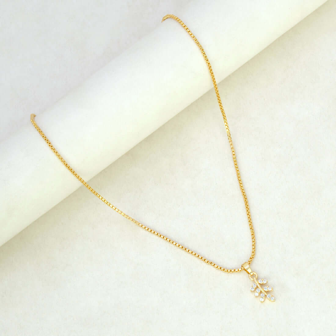 Graceful Gold Plated Leaf Design Stone Pendant - K Supreme