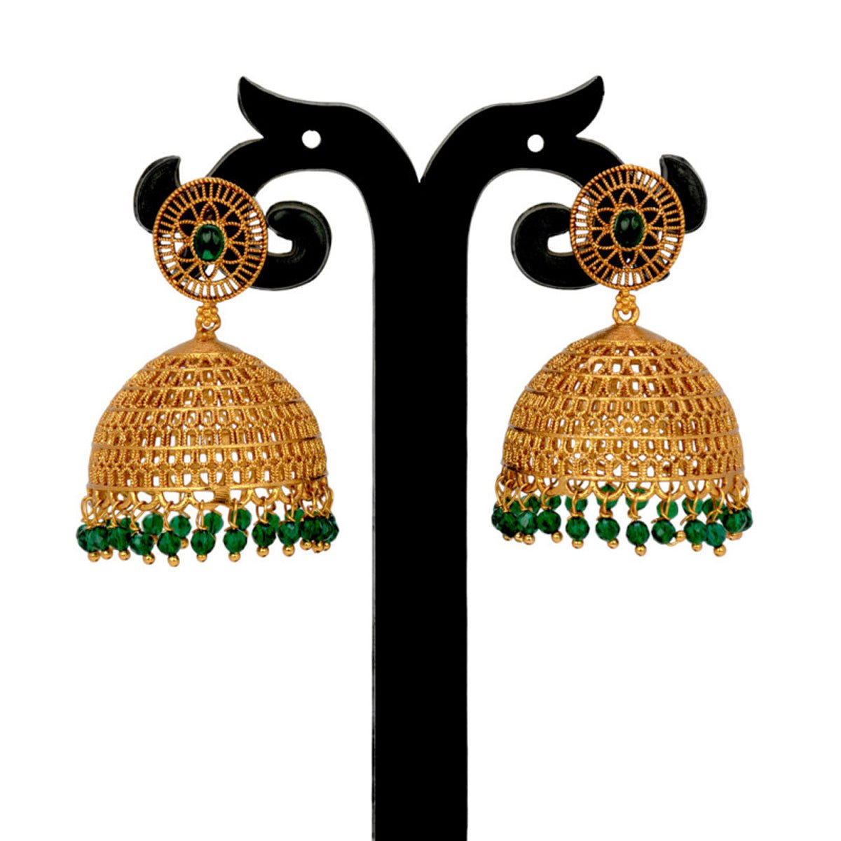 Grand Antique Matte Big Filigree Jhumka Earrings - KSupreme