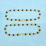 Heart Design Gold Plated Black Stone Anklets - KSupreme