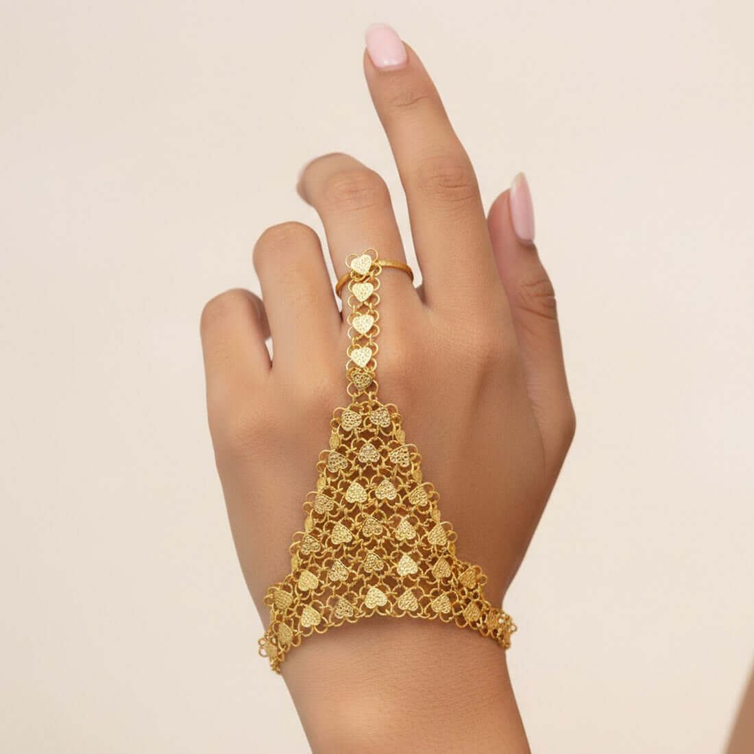Hearts Designer Gold Plated Bridal Finger Ring Set