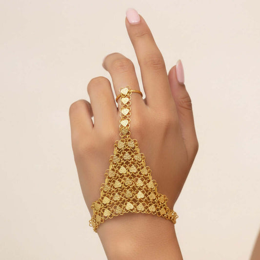 Hearts Designer Gold Plated Bridal Finger Ring Set
