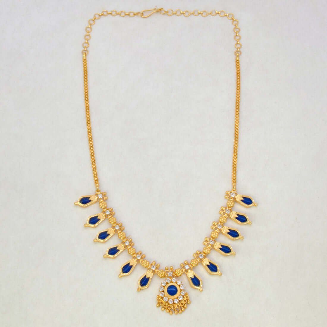 Indian Traditional Nagapadam Necklace - 6 Stones - Blue- K Supreme