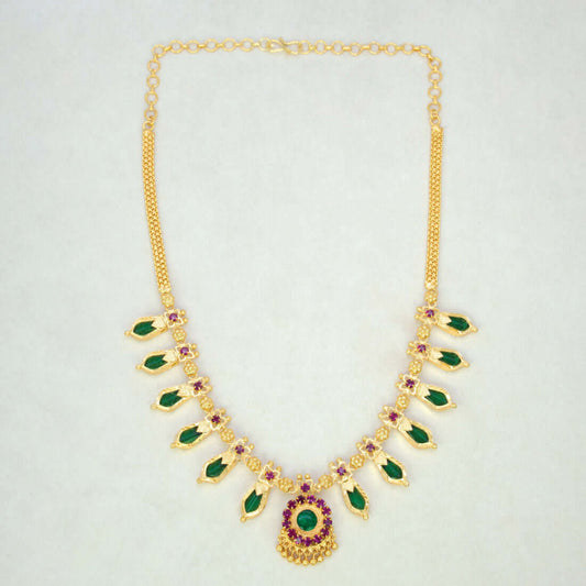 Indian Traditional Nagapadam Necklace - 6 Stones - Green K Supreme