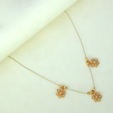 Invisible Chain Triple Small Floral Pendant Necklace - K Supreme