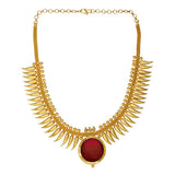 Kerala Gold Plated Mullamottu Enamel Pendant Necklace - KSupreme