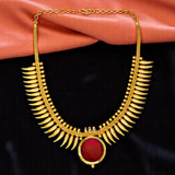 Kerala Gold Plated Mullamottu Enamel Pendant Necklace - KSupreme