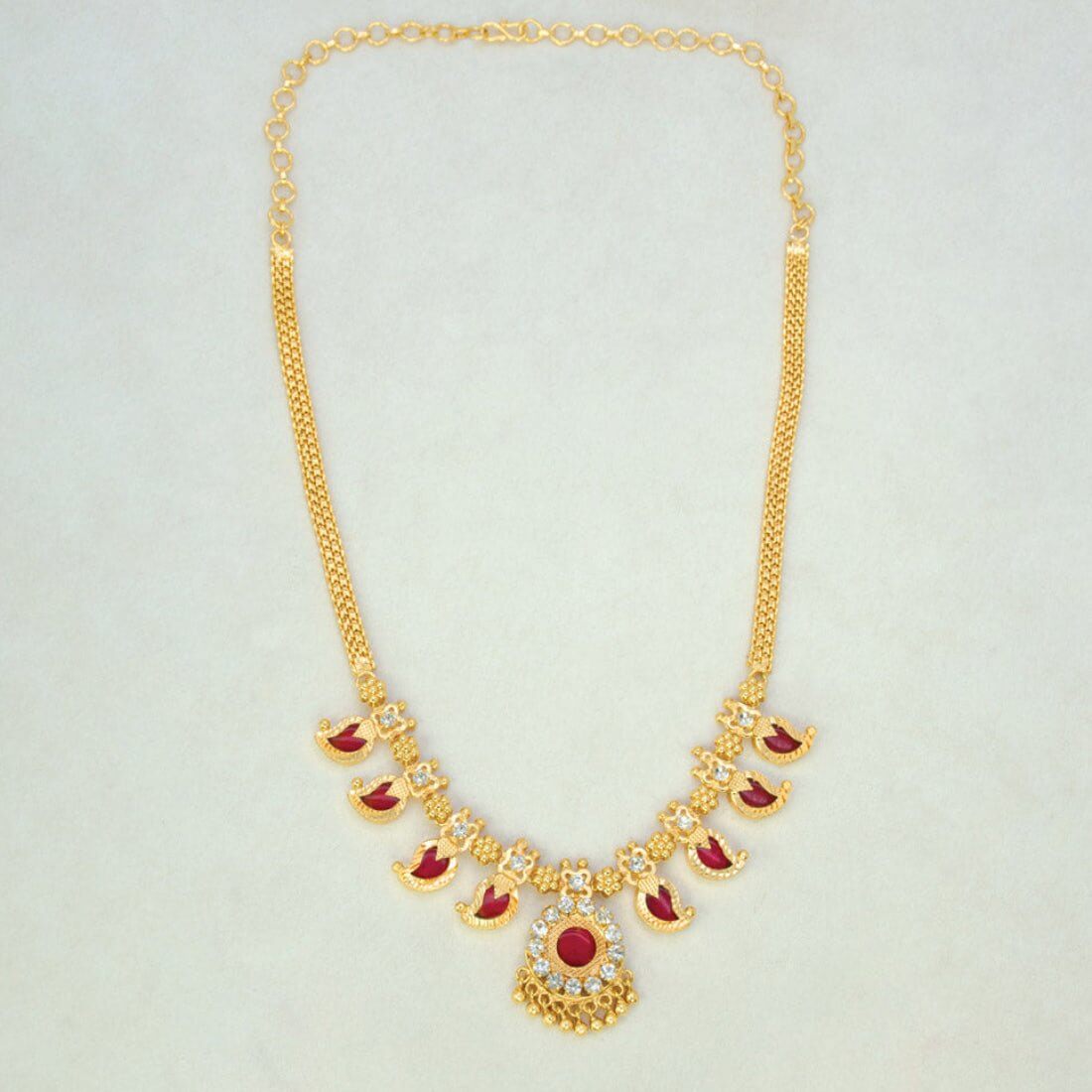 Kerala Gold Plated Short Red Mango Necklace - K Supreme