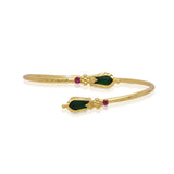 K Supreme Kerala Traditional Gold Plated Open Nagapadam Bracelet - Green