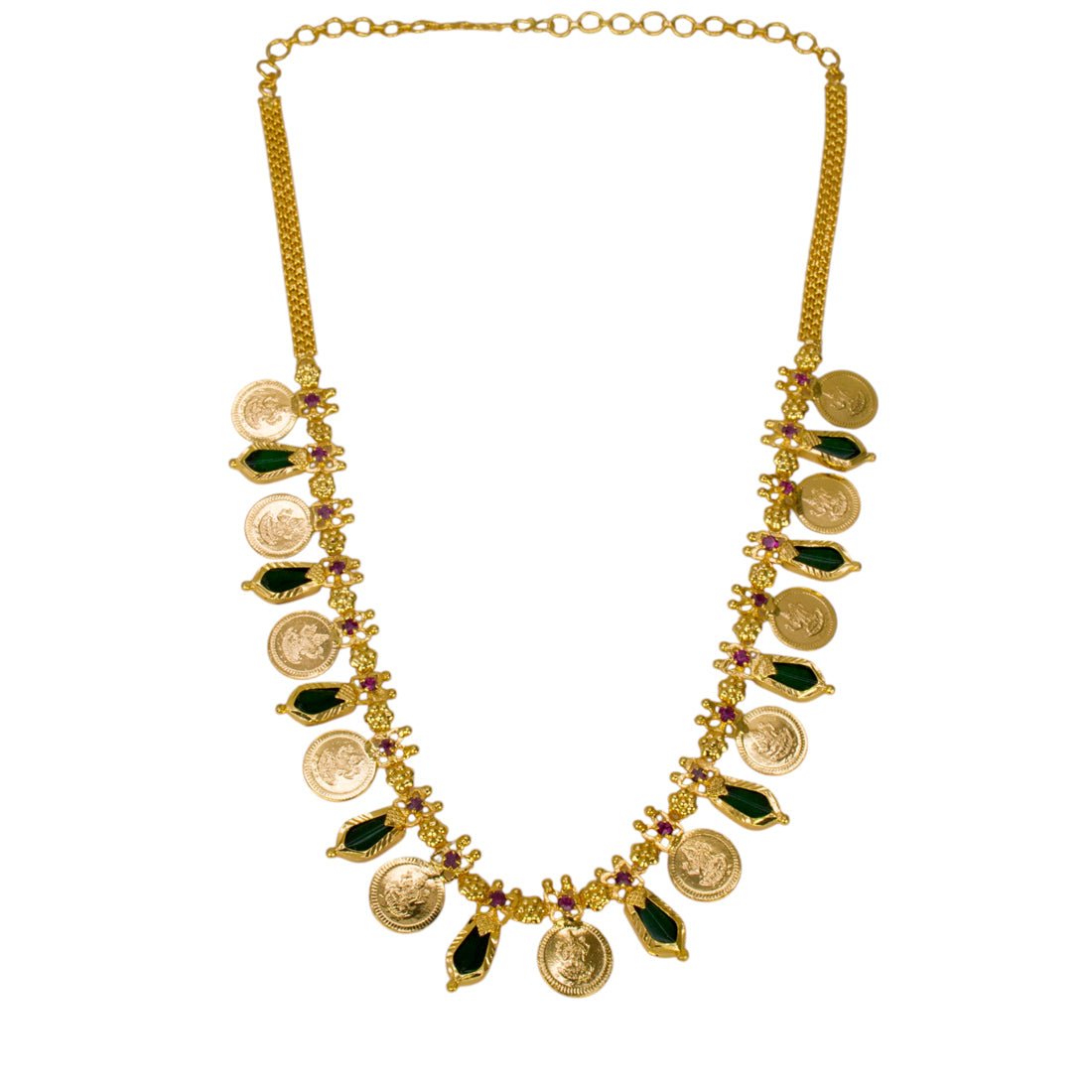 Kerala Traditional Lakshmi Kasu Green Nagapadam Necklace - KSupreme