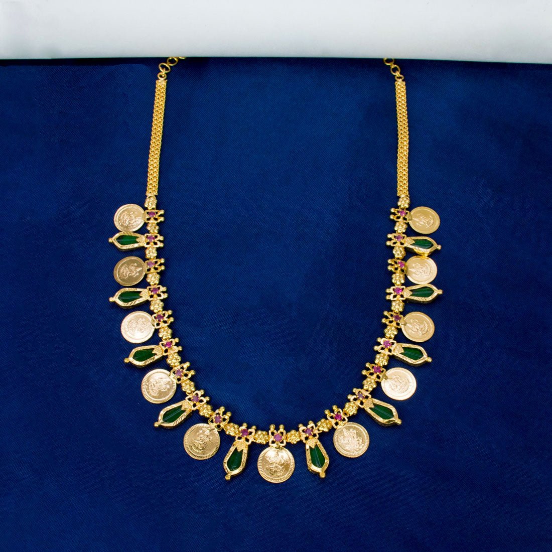 Kerala Traditional Lakshmi Kasu Green Nagapadam Necklace - KSupreme