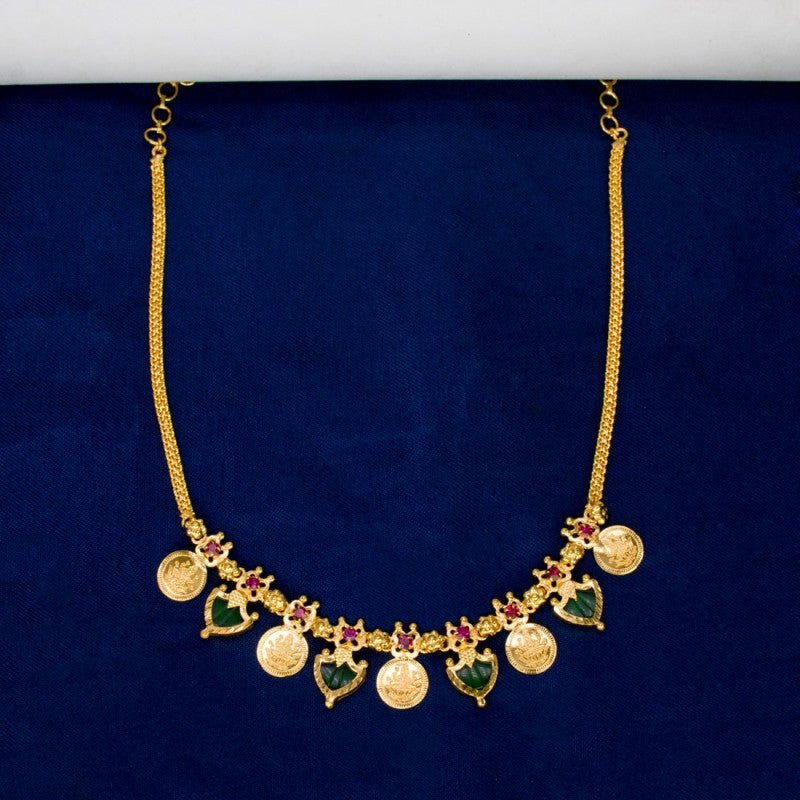 Kerala Traditional Lakshmi Kasu Green Palakka Necklace - KSupreme