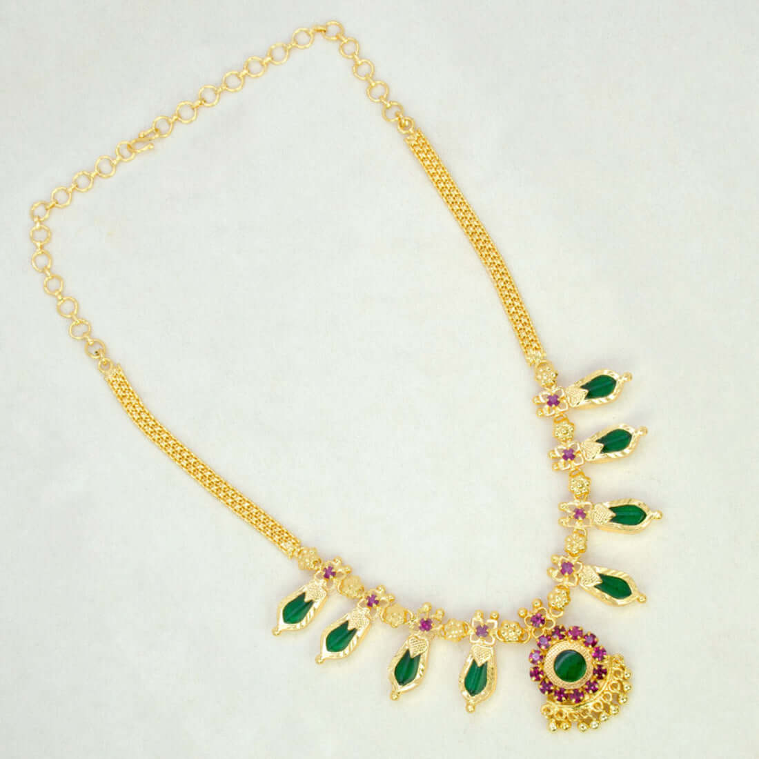 Kerala Traditional Simple Nagapadam Necklace - 4 Stones - K Supreme