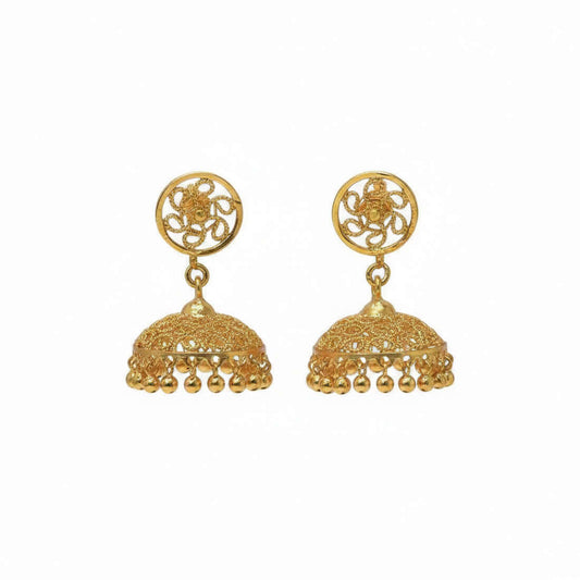 Gold Plated Umbrella Jhumka Earrings