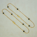 Stylish Gold Plated Black Crystal Box Chain Anklets