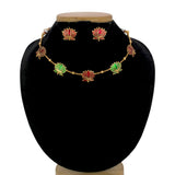 Lotus Design Matte Gold - Plated Beads Chain Necklace Set - KSupreme