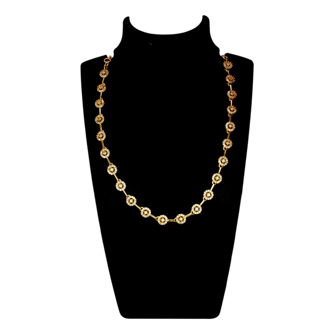 Marvelous Gold Plated Round Stone Necklace - KSupreme