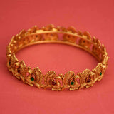 Matte Gold Plated Multi-Colour Stone Peacock Bangle - K Supreme