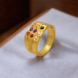 Men's Gold-plated Navaratna Finger Ring
