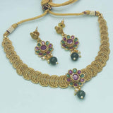 Multicoloured Stones Antique Gold Plated Choker Set - K Supreme