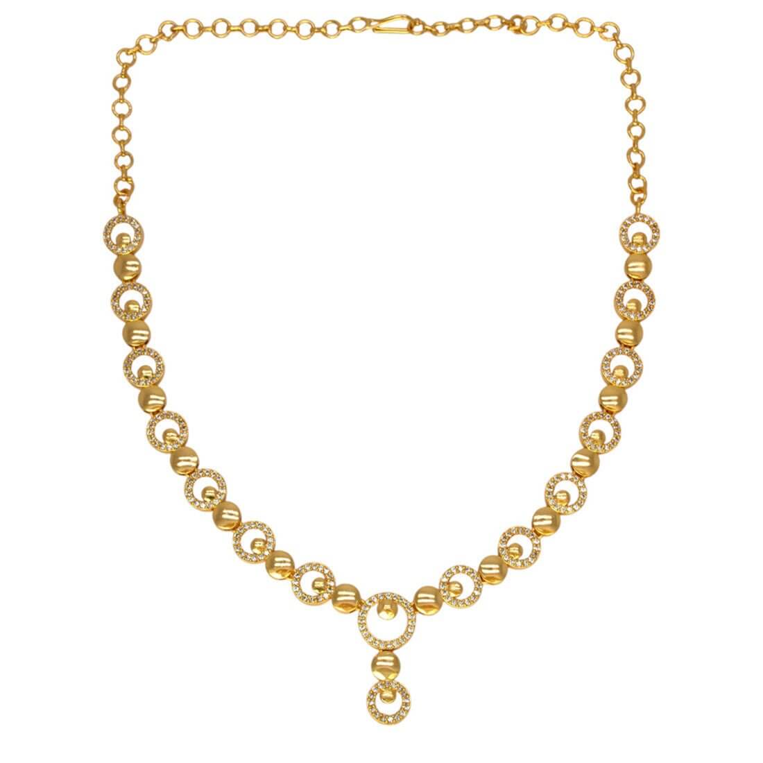 Premium Fashion Gold Plated Round Design Stone Necklace - K Supreme