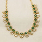 Premium Gold Plated American Diamond Flower Necklace 