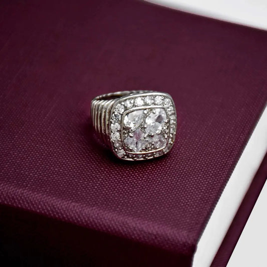 Premium Silver Plated Gent's CZ Stone Finger Ring