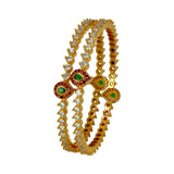 Regal Gold Plated Mango Ruby Emerald CZ Bangles