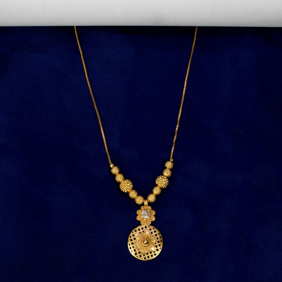 Simple Gold Plated CZ Stone Floral Mesh Pendant Necklace - KSupreme