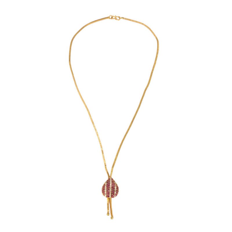 Simple Gold Plated CZ Stone Gopi Pendant Chain - KSupreme