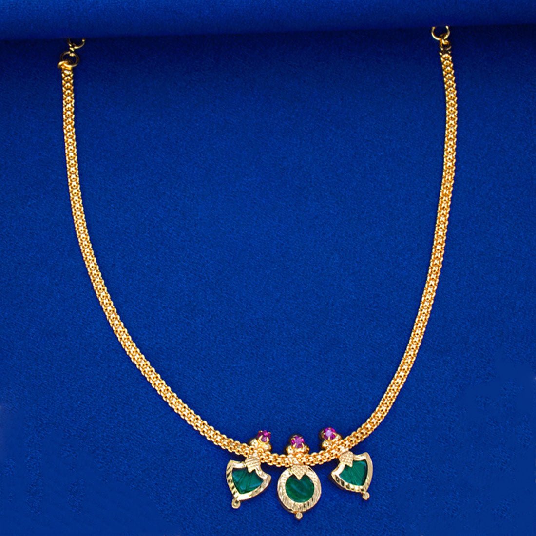 Simple Three Petal Gold - Plated Palakka Necklace - KSupreme