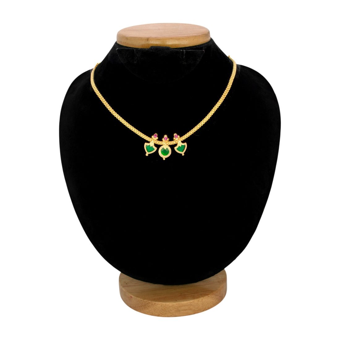 Simple Three Petal Gold - Plated Palakka Necklace - KSupreme