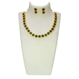Single - Line Floral American Diamond Necklace Set - K Supreme