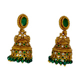 Small Antique Gold Plated Stone Jhumka For Girls - KSupreme
