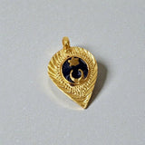 Small Blue Enamel Gold Plated Muslim Thali Pendant - K Supreme