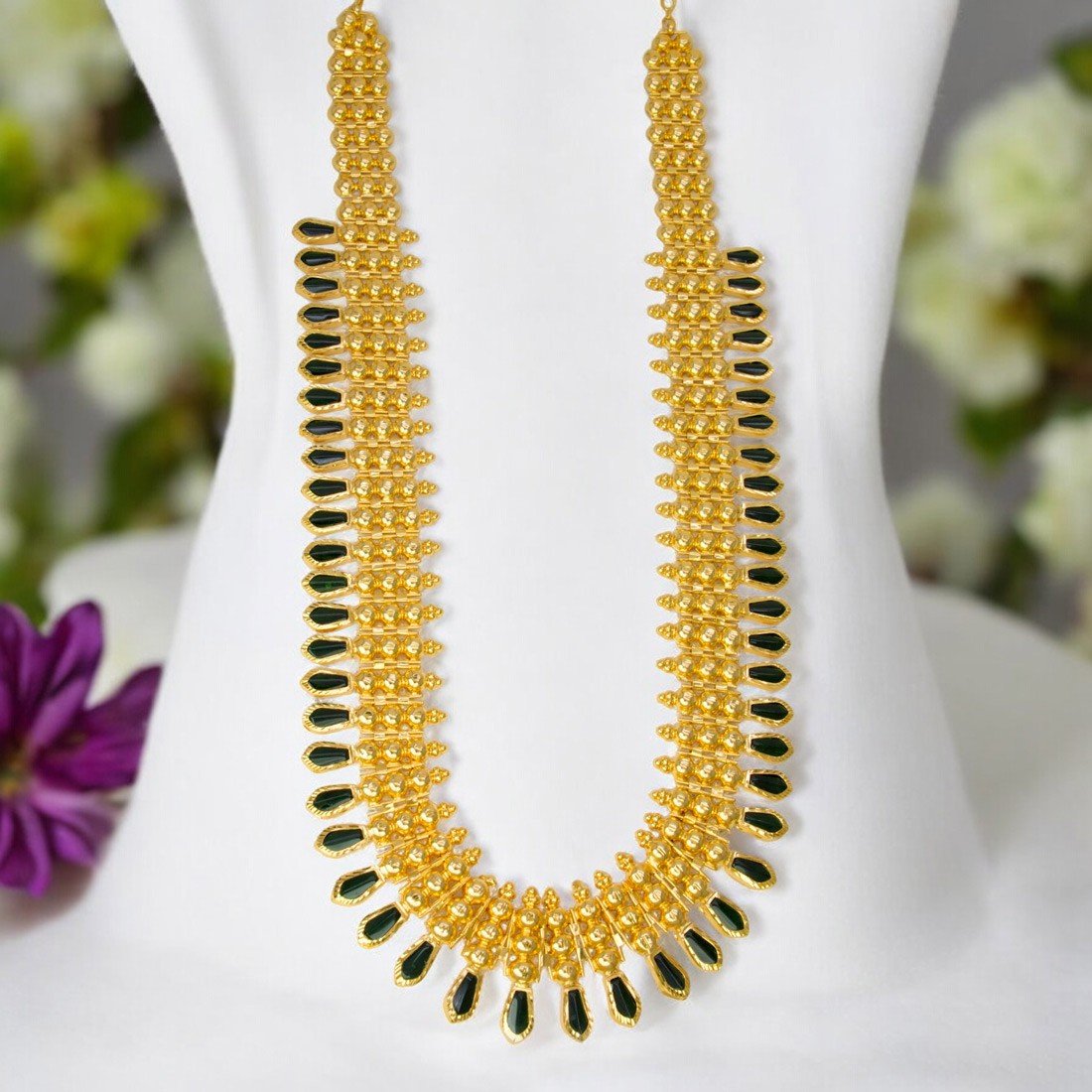 South Indian Green Nagapadam Long Necklace - K Supreme
