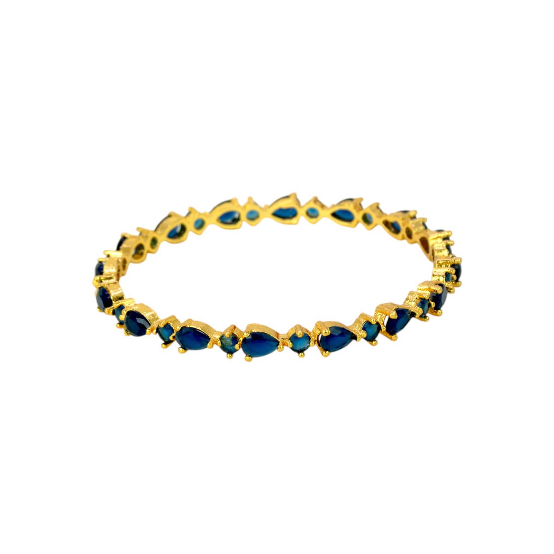 Sparkling Gold Plated Oval and Round Stone Bangle - KSupreme