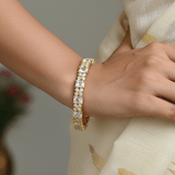 Splendid Gold Plated CZ Floral Stone Bangle - K Supreme