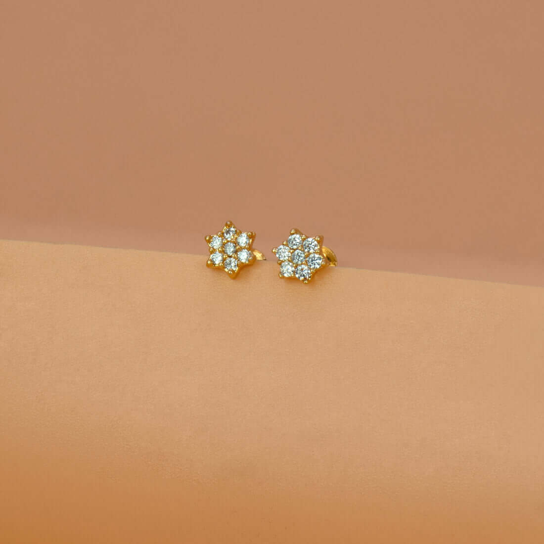 Star Floral Design Gold Plated CZ Second Stud/Kids Studs - K Supreme