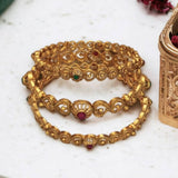 Stunning Bridal Antique Gold Plated Heart Bangles Set of 3 - K Supreme