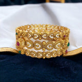 Stunning Bridal Antique Gold Plated Heart Bangles Set of 3 - K Supreme