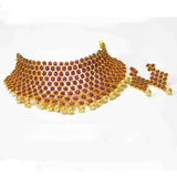Stunning Broad Floral Ruby Stones Bridal Choker Set