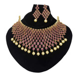 Stunning Broad Floral Ruby Stones Bridal Choker Set
