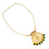 Stunning Gold Plated Ruby Green Heart Lakshmi Pendant Necklace - K Supreme