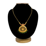 Stunning Gold Plated Ruby Green Heart Lakshmi Pendant Necklace - K Supreme